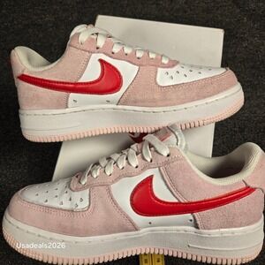 Nike Air Force 1 07 QS Valentines Day Pink Red DD3384-600 Mens 4 Womens 5.5